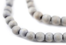 Light Grey Round Natural Wood Beads 6mm 16 Inch Strand