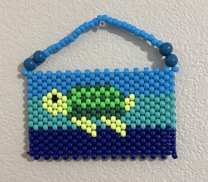 Turtle handmade beaded wall decor hanging one of a kind only 1 made Kandi