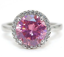 3CT Treated Pink Sapphire  Topaz 925 Solid Sterling Silver Ring Sz 7 MB5-6