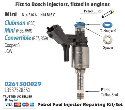 Mini R56 Enjector Fuel Injector Service Kit O-Ring 0261500029 for Mini R55 R56 R57 R58 ...