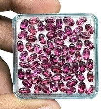 50 Pcs Natural Rhodolite Garnet 5x3mm Oval Cut Loose Untreated Gemstones Lot