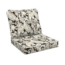 Outdoor Deep Seat Cushions Set 24 x 24 Inch for Patio 24 x24"x4" Paisley Black