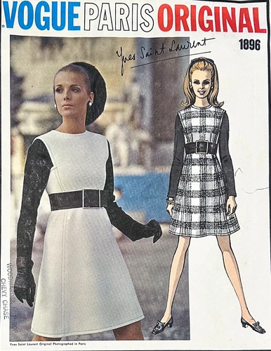SAINT LAURENT (YSL) Abito vintage anni 60 Vogue 1896 YVES SAINT LAURENT YSL Parigi originale manca 12 NON TAGLIATO