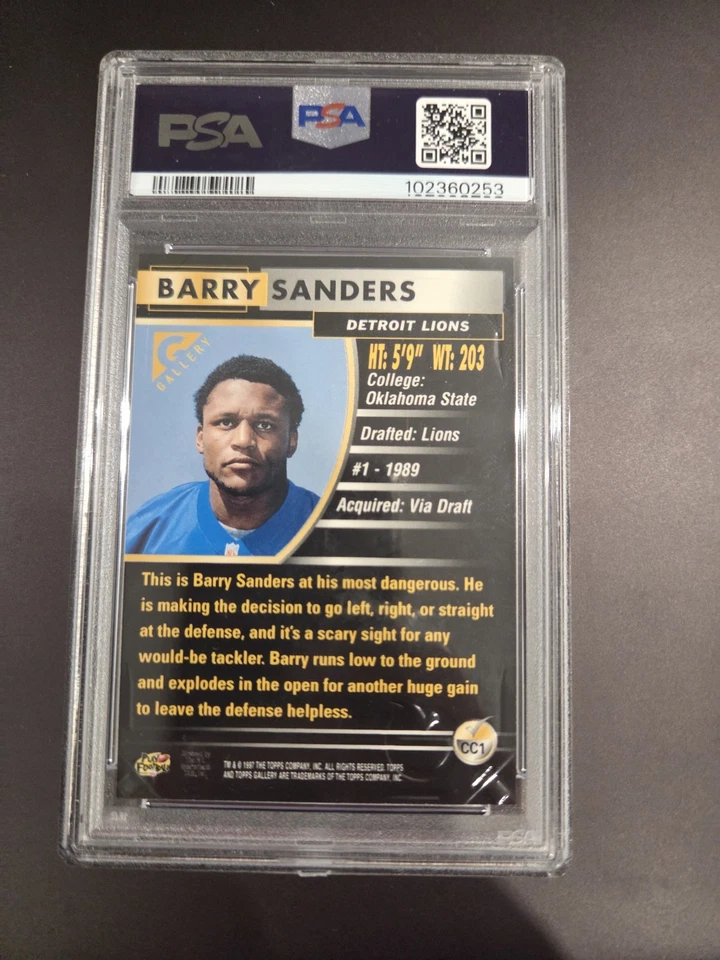 1997 Topps Gallery Critics Choice #CC1 Barry Sanders PSA 9 - Image 2 of 2
