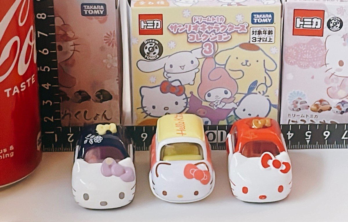 Sanrio Hello Kitty Pull Back Car Takara Tomy Set of 3 Sanrio