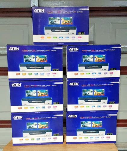 ATEN CS1642A KVMP Switch 2-Port Dual-View USB DVI – x7 Units – Brand New - 第 1/6 張圖片