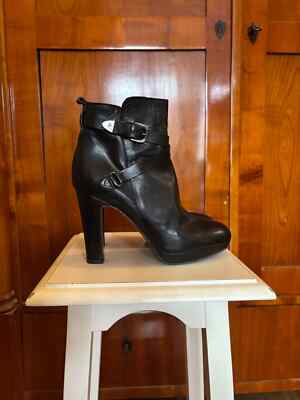 italienische Stiefel, gekauft auf Sizilien, Leder Schwarz, Größe 38  