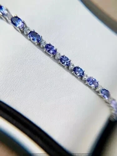 VALENTINO Bracciale donna tennis tanzanite 10CT taglio ovale creato in laboratorio placcato oro 14K Wh 7"
