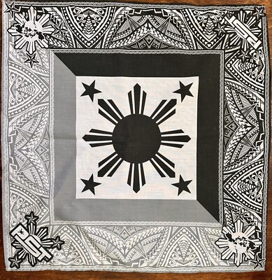 PHILIPPINES Filipino Flag Black And Gray Tribal 3 Stars And sun BANDANA   New
