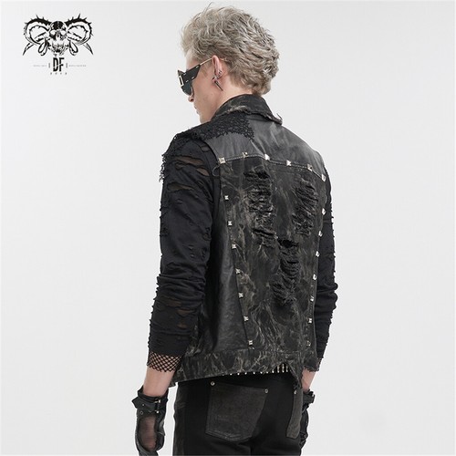 Devil Fashion Men Black Gothic Punk Rock Street Vest Drawstring Decoration Top - Picture 8 of 24
