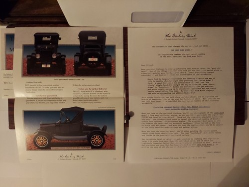 Danbury Mint 1925 Ford Model T in Black Mailer, Brochure & Order Form - Picture 2 of 6