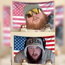 Caseoh Gamer American Flag Tapestry Funny Posters Wall Hanging Banner Art Decor