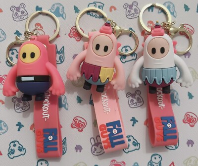 Fall Guys Keychains Fall Guys Ultimate Knockout 3X /Set Keychain Keyring Pendant Bag Pom ...