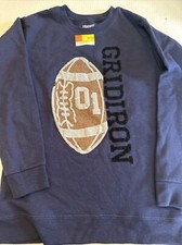 NEW Boys Navy Blue Gridiron Football Large Fleece Crew Sweatshirt