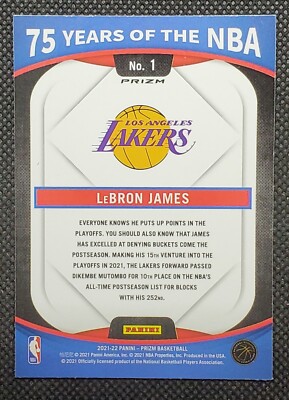 LEBRON JAMES 2021-22 PANINI DONRUSS OPTIC 75 YEARS OF THE NBA No.1