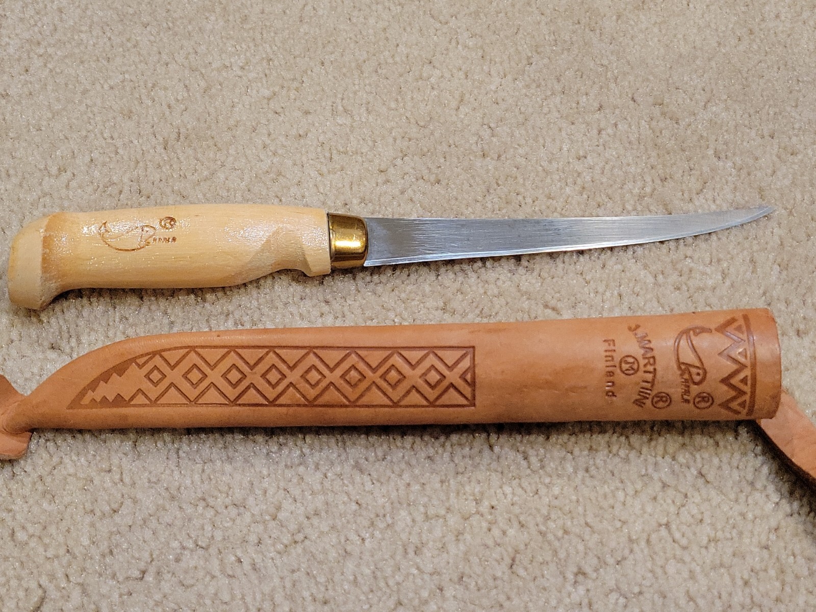 Vintage J Marttiini Finland Rapala Fish Fillet Knife Set Leather