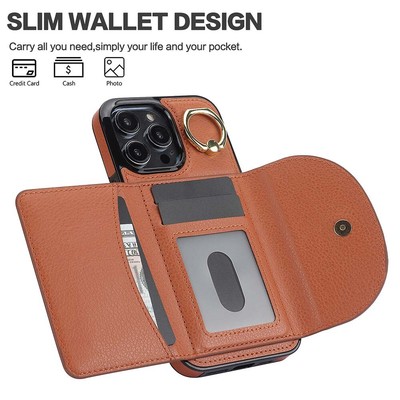 Neu For iPhone 15 14 13 12 Pro Plus Max Plain PU-Leather Case Cover w/Stand