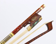 Violin Bow Snakewood 4/4 Hand Made Well Balanced Inlay peacoke flower style Frog