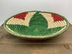 New ListingVintage Hand Woven Indian 12” Coiled Basket Colorful Spiral Green Red Natural