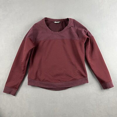 The North Face Sweater Womens Large Recover-up Maroon Pullover Quilted Knit