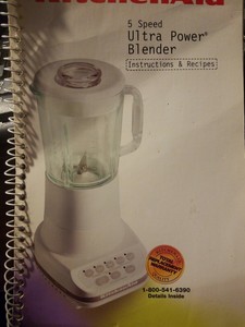 KitchenAid Blender 5 Speed Ultra Power Owners Manual Instructions