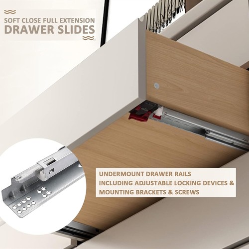 5 Pairs 18 Inch Undermount Drawer Slides, Self Soft Close Full Extension Drawer - Picture 5 of 8