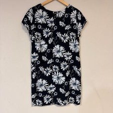 Black White Floral Dress Women's Medium Spring Summer Lightweight Relaxed Loose