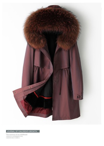 Womens Real Fox Fur Collar Mid Long Parka Rex Rabbit Fur Lined Overcoat Coat Hot - Picture 19 of 27