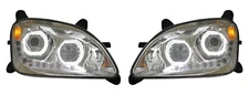 Peterbilt 579 Full LED Headlights W/ Halos DOT  Fits 2012-2021 Chrome Pair 
