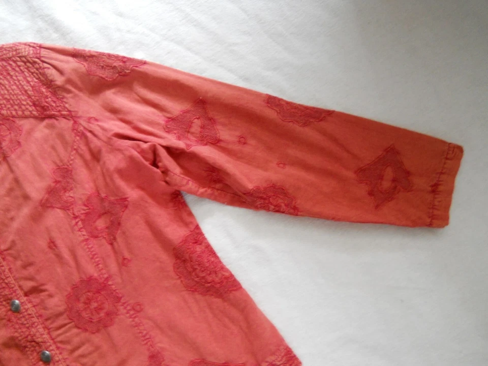 Chaqueta Blazer CJ Banks Talla 0X Rojo Naranja Botón Bordado Frontal Foto 4 de 4