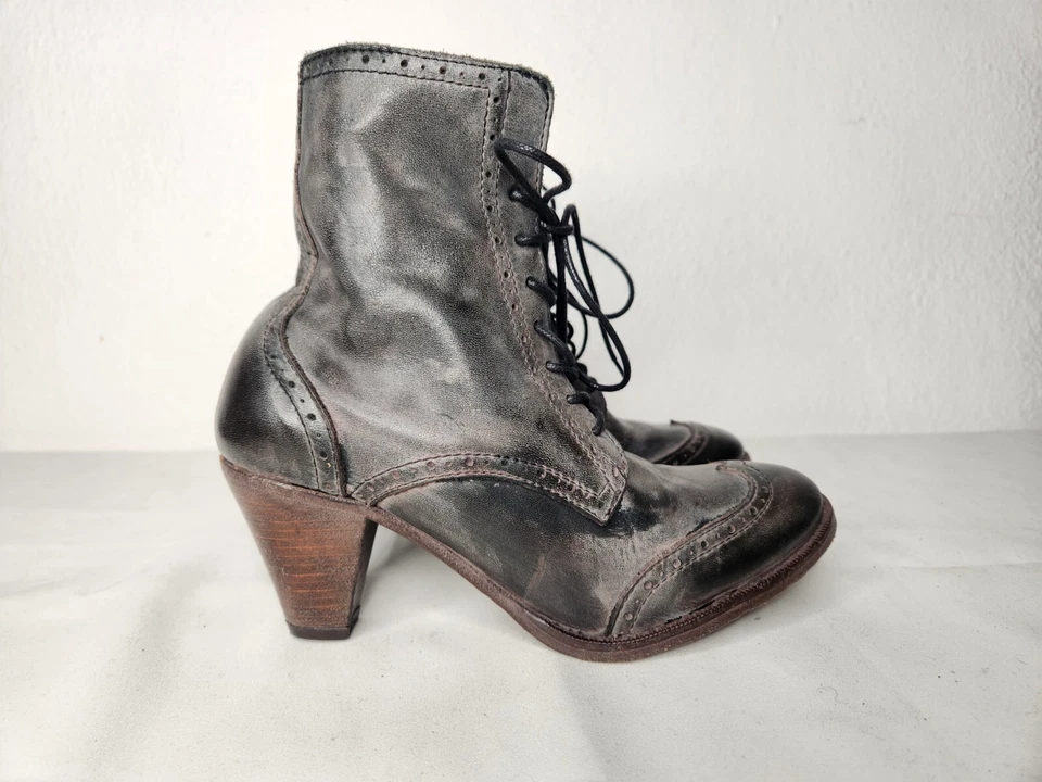 H By Hudson Botines Negros con Cordones Tacones Altos Estilo Victoriano Oxford 37 6.5 Foto 2 de 4