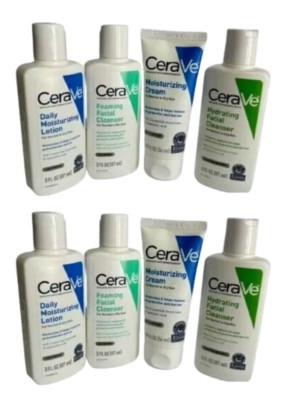 (8 Pcs) CeraVe Travel Size Skin Care Moisturizing Cream Lotion 2 Diff Face Wash
