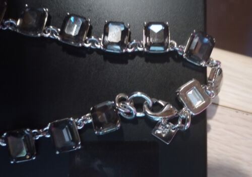 Banana Republic Black Lucid Gemstones w Silver Accents Adjust 30" Necklace NEW - Picture 3 of 3