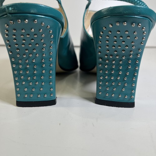 J. Renee women’s slingback heels Turquoise 8.5 Silver Studde Shoe Southwest - Picture 4 of 10