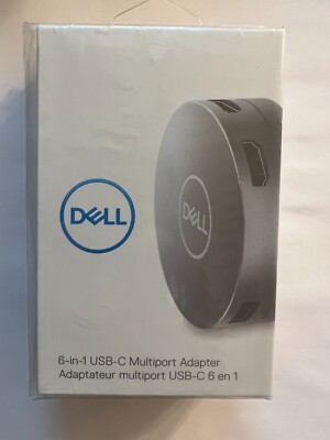 New Dell 6-in-1 USB-C Multiport Adapter 4K Display Port Gigabit Ethernet - DA305