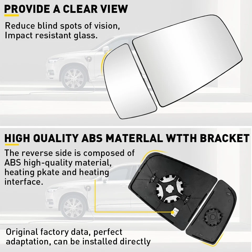 Espejo Vidrio Superior/Inferior Lado del Conductor Izquierdo LH para Ford Transit Van 150 250 350 HD Foto 3 de 4