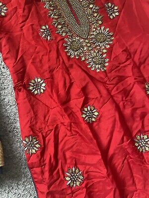 comprare Splendido Costume Salwar 12-14 Rosso E Grigio Prezzo Di Ricambio £120