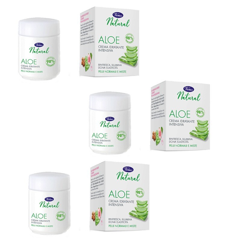 3pz VENUS Natural Aloe Crema idratante intensiva pelli normali e miste 50ml