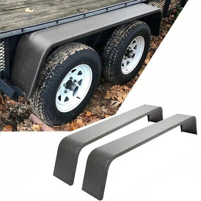 2 PCS Steel Diamond Tread Plate Tandem Axle Trailer Fenders 10-1/4''x72-7/8''x13''