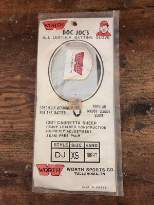 Vintage WORTH SPORTS CO Doc Joc's Leather Batting Glove NOS unused Tullahoma #1