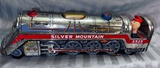 1960 s JAPAN 3525 Silver Mountain Train Electric Tin Toy. Works But See Video