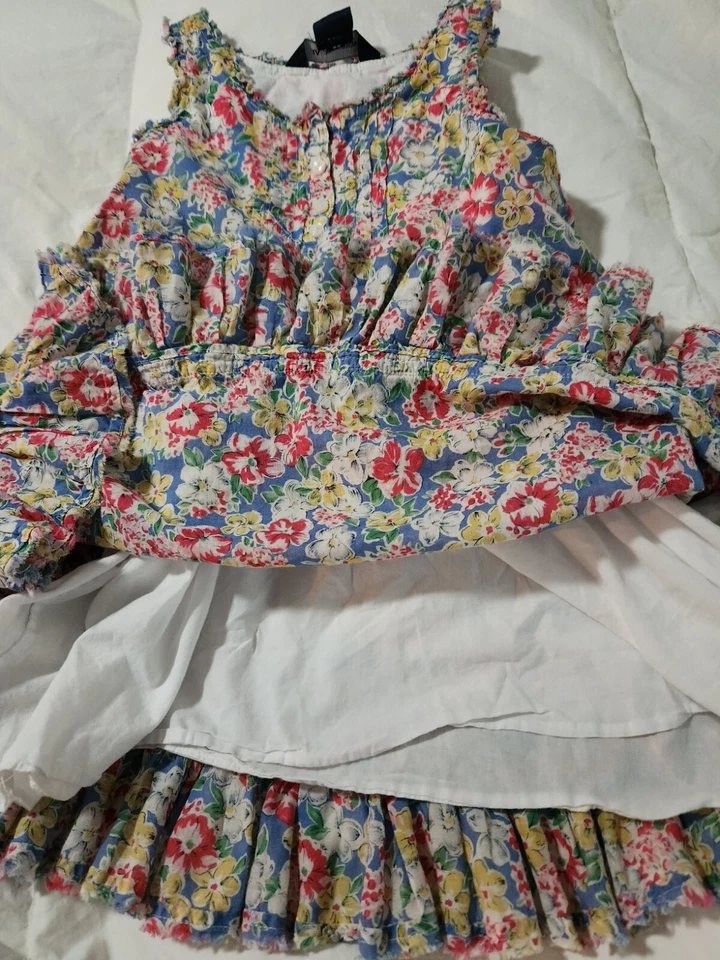 Ralph Lauren A-Line Dress Girls Size 5 Multicolor Floral 100% Cotton  - Image 3 of 4