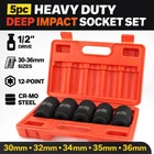 5pc Heavy Duty Deep Impact Socket Set 1/2" Drive – 30-36mm Hub Nut Sockets (Cr-V