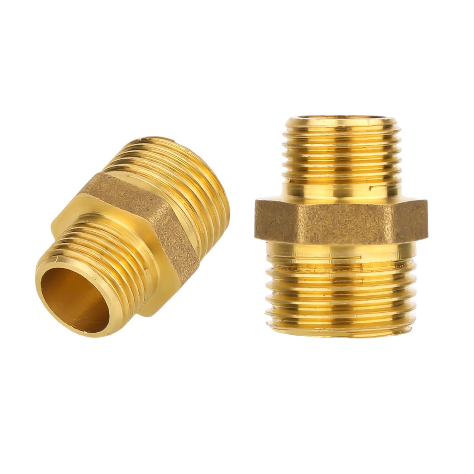 Brass Reducing Hex Nipple 1/2" to 3/8" NPT Male Pipe Fitting Adapters 2Pcs