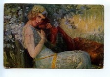 524321 BUSSIERE Viviane & MERLIN in Garden Vintage postcard Apollon Sophia #56