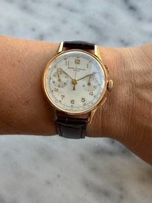 Chronograph Baume & Mercier 3901 Landeron 48 Solid Gold 18k 750
