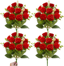 40 Heads Fake Roses Artificial Flowers for Outdoors Spring Valentines Day Decora