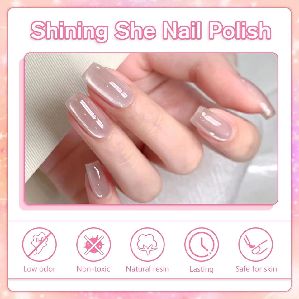 UV Nagellack Jelly Magnet CatEye 4 Farben Kristalle Rosa Lila Rot Set 8ML - Bild 4 von 4