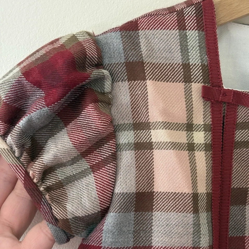 Vestido Papo d’ Anjo Niñas 4 Cuadros Lana Manga Corta Lazo Hecho en Portugal Vacaciones Foto 2 de 4