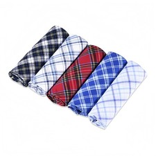 5 Pack Soft Cotton Handkerchiefs for Men - Assorted Plaid Striped Patterns